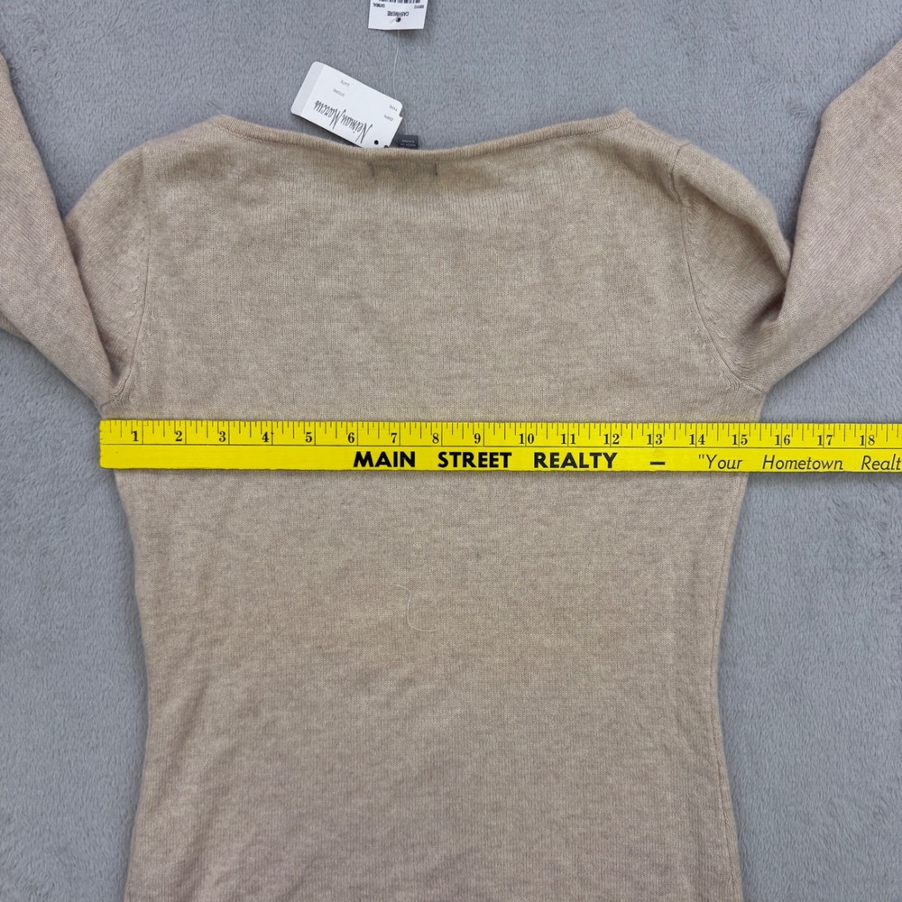 Neiman Marcus Sweater Womens XS NEW Beige Oatmeal Cashmere Boat Neck Minimalist - Picture 6 of 9